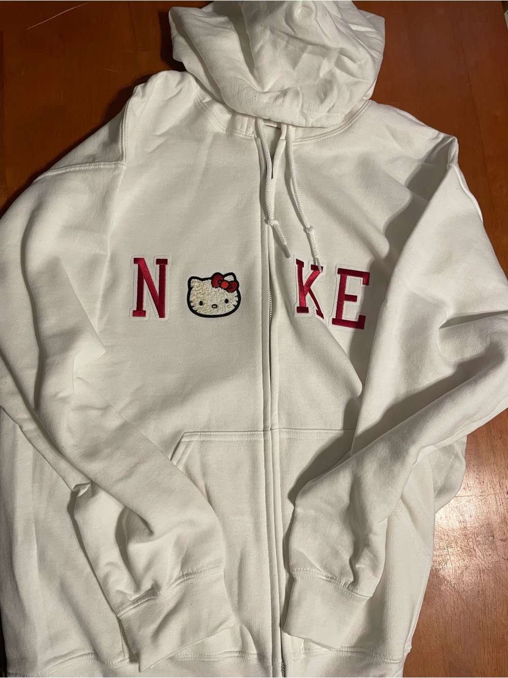 Custom Hello Kitty Nike white zip up hoodie